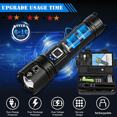 #ad 990000LM Rechargeable LED Flashlights High Lumens Zoomable Waterproof Flashlight $22.99