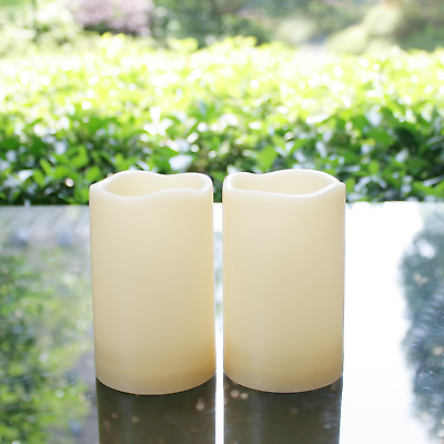 #ad 2Pcs Flameless LED Candle Lights Battery Operated Flickering Pillar Candles $9.99