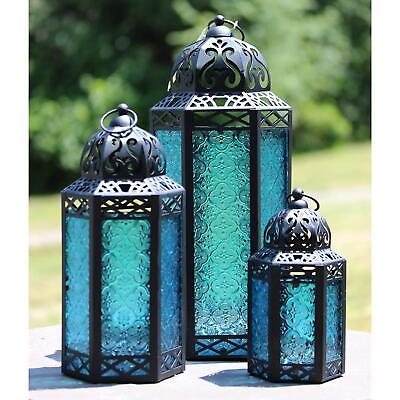 #ad VELA LANTERNS Moroccan Candle Lanterns Decorative Set of 3 for Floor Ramadan ... $91.13