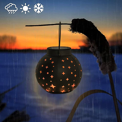 #ad Outdoor Lanterns Solar Lantern Outdoor Hanging Solar Lights Garden Lamp Metal $15.99