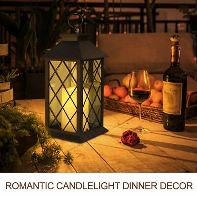 #ad Decorative Led Lantern with Flameless Candle Trellis Window Design Wedding Black $16.99