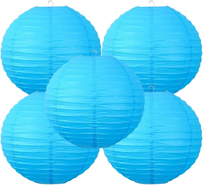#ad Chinese Style Paper Lanterns Set of 5 Suitable for Party Decoration Blue 12i $12.52