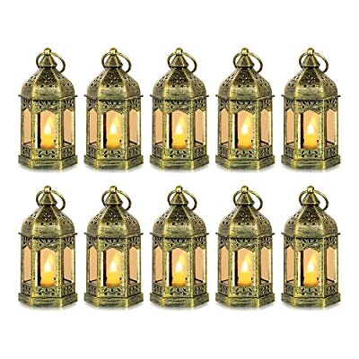 #ad Mini Lanterns Decorative for Centerpiece 10pcs Hanging Small Gold Lantern B... $44.85