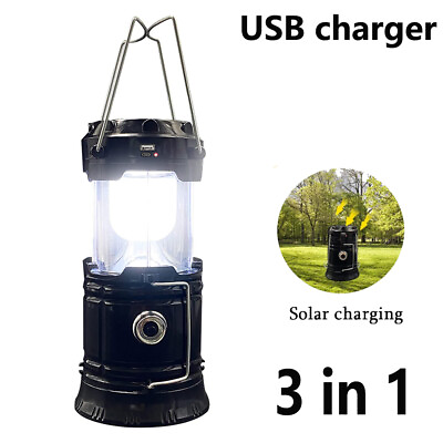 #ad Portable LED Camping Lantern Waterproof Solar USB Rechargeable Survival Kits $10.65