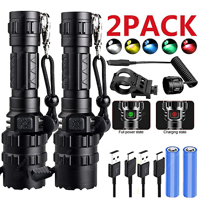 #ad Rechargeable 990000LM LED Flashlight Tactical Police Super Bright Torch 5 Colors $34.99