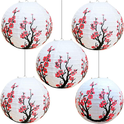 #ad #ad 5 Pcs Chinese Paper Lantern Red Cherry Blossom Lantern For Party Home Decor 12in $16.98