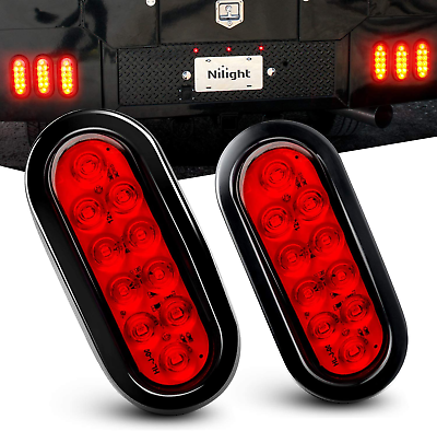 #ad TL 01 6quot; Oval Red LED Tail 2PCS W Surface Mount Grommets Plugs IP65 W $143.47