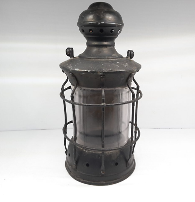 #ad Brass Ship Lantern Lamp Antique Original Heavy Maritime Decoration 17quot; Tall LV88 $202.50