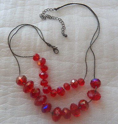 #ad Red Glass Double Strand Necklace #jewelry #fashion #necklace $6.84