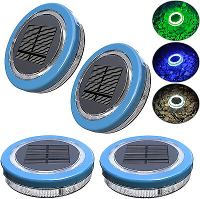 #ad 4PCS Outdoor Solar LED Floating Lights Garden Pond Pool Lawn Lamp Rotating IP68 $43.69