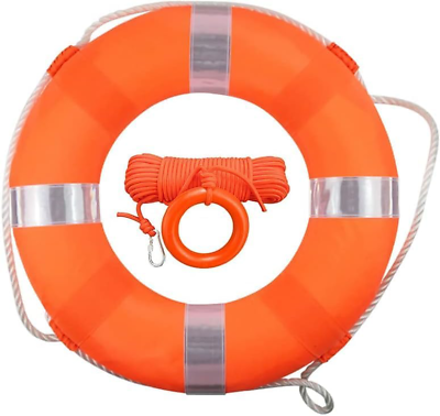 #ad 20 Inch Life Preserver Ring with Water Floating Lifesaving Rope 98.4FT Set Swim $57.92