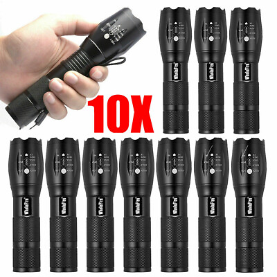 #ad 1 10 Pack Tactical LED Flashlight 90000LM Small Torch Zoom Super Bright Light $35.98