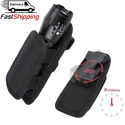 #ad US Tactical Flashlight Holster Duty Belt Pouch Rotatable Clip 360 Degree Holder $8.99