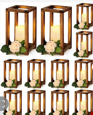 #ad Huquary 24 Pcs Wooden Candle Lantern Bulk Wedding $60.00
