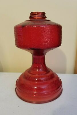 #ad Vintage Red Depression Glass Oil Lamp Vine Scroll No Burner or Chimney $38.00