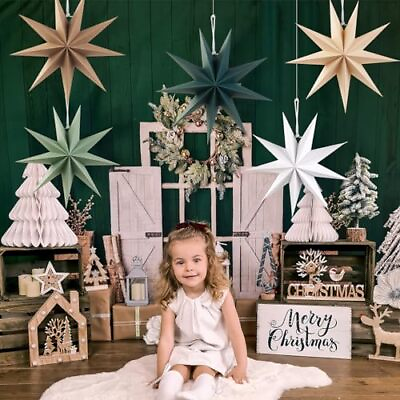 #ad 9 Pointed 12 Inch Paper Star Lanterns Christmas Hanging Lamp Paper Sage Green $55.70