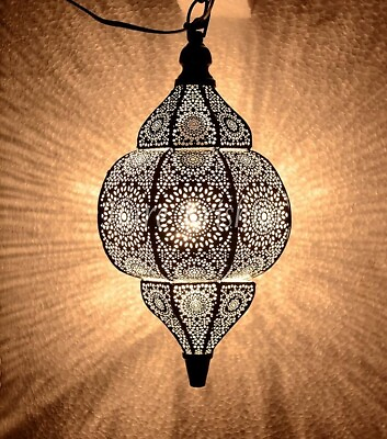#ad #ad Black Moroccan Lantern Lamp Lighting Turkish Hanging Lamp Hole Seljuks Pattern $119.99