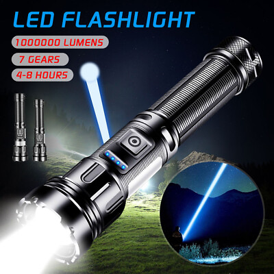 #ad 2000000 Lumens LED Flashlight Tactical Light Super Bright Torch USB Rechargeable $12.12