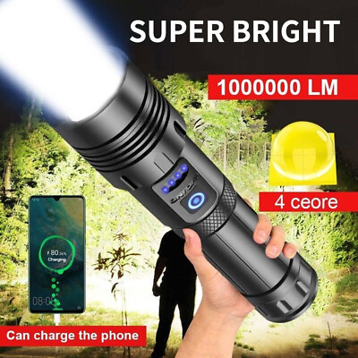 #ad 1000000 Lumens Super Bright LED Tactical Flashlight Rechargeable LED Work Lights $15.99