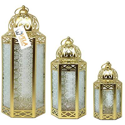#ad Vela Lanterns Moroccan Candle Lanterns Decorative Set of 3 for Floor Ramadan ... $110.11