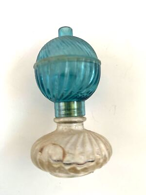 #ad Dollhouse Miniature Lamp Oil Lantern Vintage Light Decor Clear Glass Blue $18.27