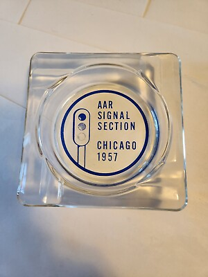 #ad #ad Vintage 1957 Chicago Glass Ashtray AAR Signal Section Railroad 4quot; 4 Slots $18.99