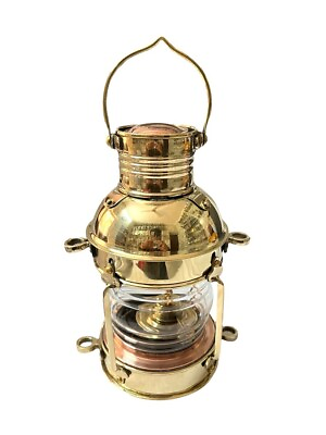 #ad 10quot; Ship Lamp Boat Shiny Gold Brass Oil Lantern Maritime Brass Lamp Handmade $65.10