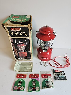 #ad Vintge 1976 Coleman Model 200A Single Mantle Red Lantern 200A195 In Original Box $199.99