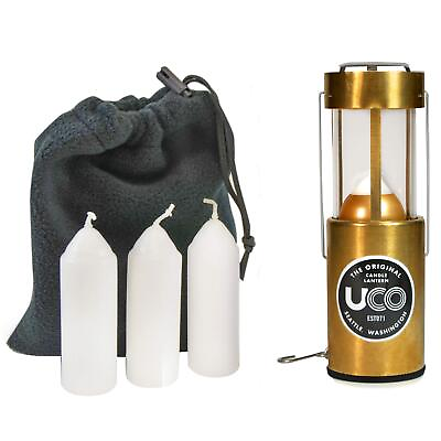 #ad UCO Original Brass Candle Lantern Value Pack with 3 Additional Candles and St... $42.84
