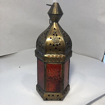 #ad Metal Brass Colored Votive Lantern $30.00