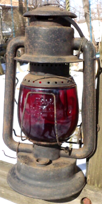 #ad Vintage Rayo #100 Cold Blast Red Globe Kerosene Lantern has wick amp; also bulb $64.99