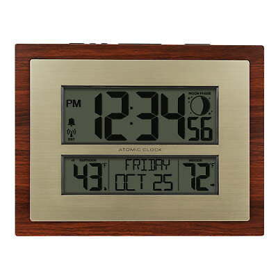 #ad Cherry Finish Modern Digital Atomic Clock with Temperature W86111 $29.87
