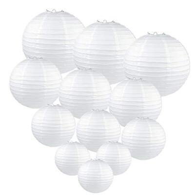 #ad 24 Pcs White Paper Lanterns Size of 12quot; 10quot; 8quot; 6quot;4quot; Round White Kit $36.35