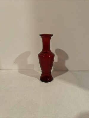 #ad 1 Vintage Bud Vase Ruby Red Glass 5.75” Tall Vase Gorgeous Avon Anchor Hocking $10.00