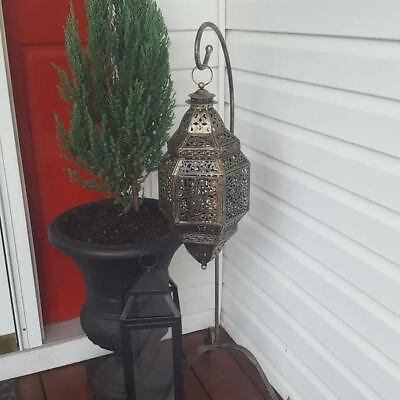 #ad #ad Moroccan Candle Lantern Stand Black iron Hanging Lamp 41 inch Tall Gift Decor $81.60