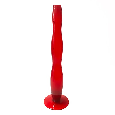 #ad Modernist Red Glass Vase Modern Scandinavian Style MCM $40.00