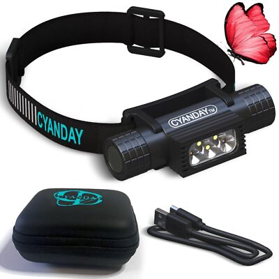 #ad LED Headlamp Rechargeable Outdoor Flashlight Adjustable Headband for Hiking... $44.40