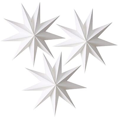 #ad 3Pcs 9 Pointed Paper Star Lanterns 12 Inch Hanging Lampshade Wedding Birthday... $17.17