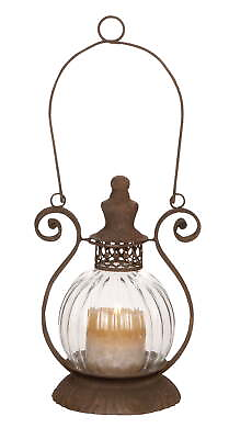 #ad Brown Metal Decorative Candle Lantern with Handle $21.04
