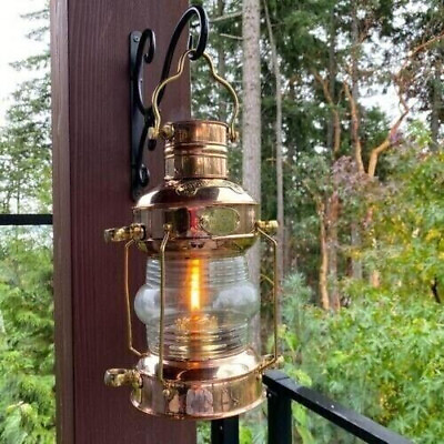 #ad 14quot; Nautical Maritime Ship Lantern Boat Light Brass amp; Copper Anchor Oil Lamp $82.72