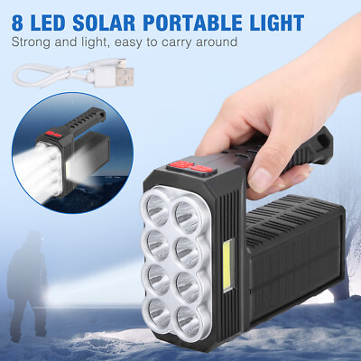 #ad Solar USB Rechargeable LED Flashlight Handheld Portable LED Torch Tactical Light $8.99