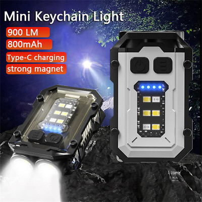 #ad 900 LM LED Flashlight Keychain USB Rechargeable Mini Torch Work Light Pocket NEW $10.94
