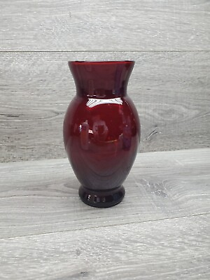 #ad Vtg Ruby Red Glass 6quot; Vase $17.00