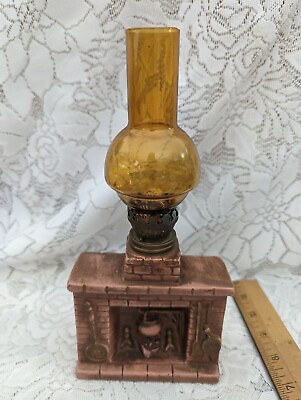 #ad Vintage Mini Oil Lantern Lamp Fireplace With Brown Chimney $34.99