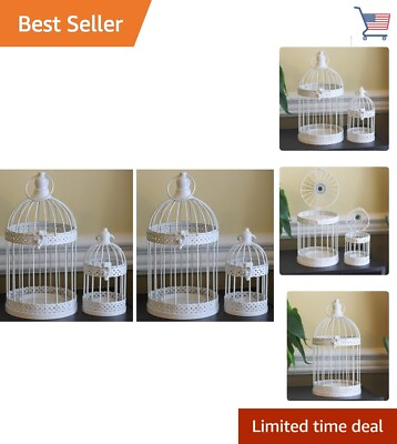#ad Birdcage Decor Candle Holder Lanterns: Wedding Table Centerpiece White Set 4 $87.99
