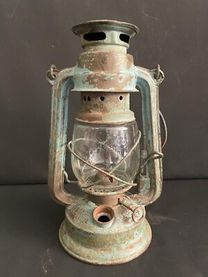 #ad OLD VINTAGE NO. 1277 RUSTIC IRON OIL KEROSENE LANTERN LAMP OLD MARKING GLOB $185.00