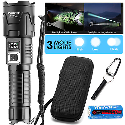 #ad 5000000 Lumens LED Flashlight Rechargeable Super Bright Tactical Camping Torch $29.98