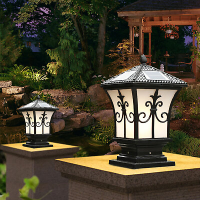 #ad Outdoor Post Light Garden Driveway Solar Power Pillar Lamp Fence Lantern Lamps $45.25