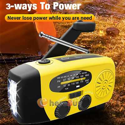 #ad Wind up Solar amp; USB Powered Rechargeable AM FM Radio with Built in LED Torch $19.42