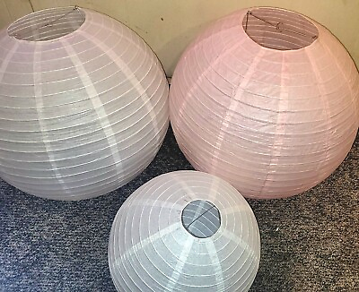 #ad 15 Jumbo Paper Lanterns 5 24quot; White 5 24quot; Pink 5 16quot; White W Wire Supports $39.95